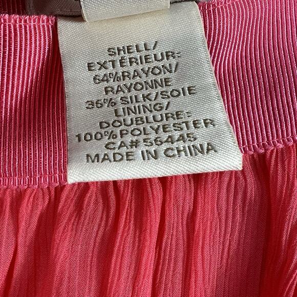 J Crew Coral Pink Orange Chiffon Pleated Knee-Length Silk Blend Skirt Size 12 - Picture 9 of 9